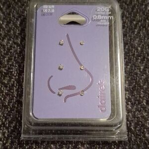 Claire's Stainless Steel Nose Stud Set with Clear Gems